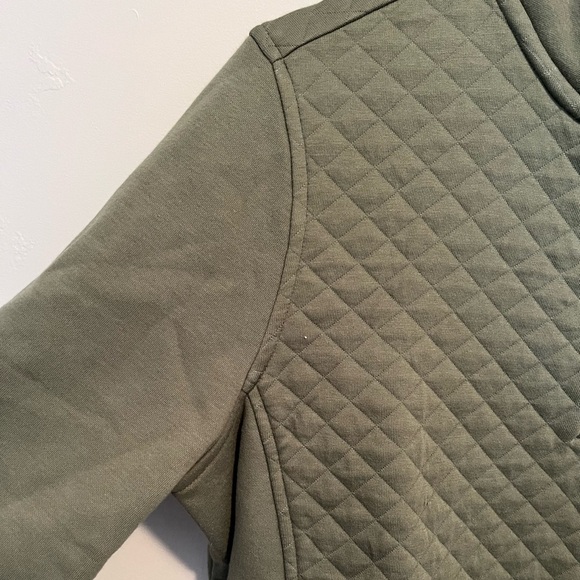 L.L Bean Women's Olive Green Quilted Quarter-Zip Pullover - Picture 5 of 12